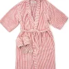 Business & Pleasure Co. Robe & Slipper Set - Lauren'S Pink Stripe