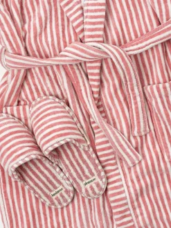 Business & Pleasure Co. Robe & Slipper Set - Lauren'S Pink Stripe