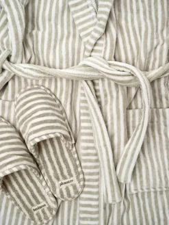 Business & Pleasure Co. Robe & Slipper Set - Lauren'S Sage Stripe