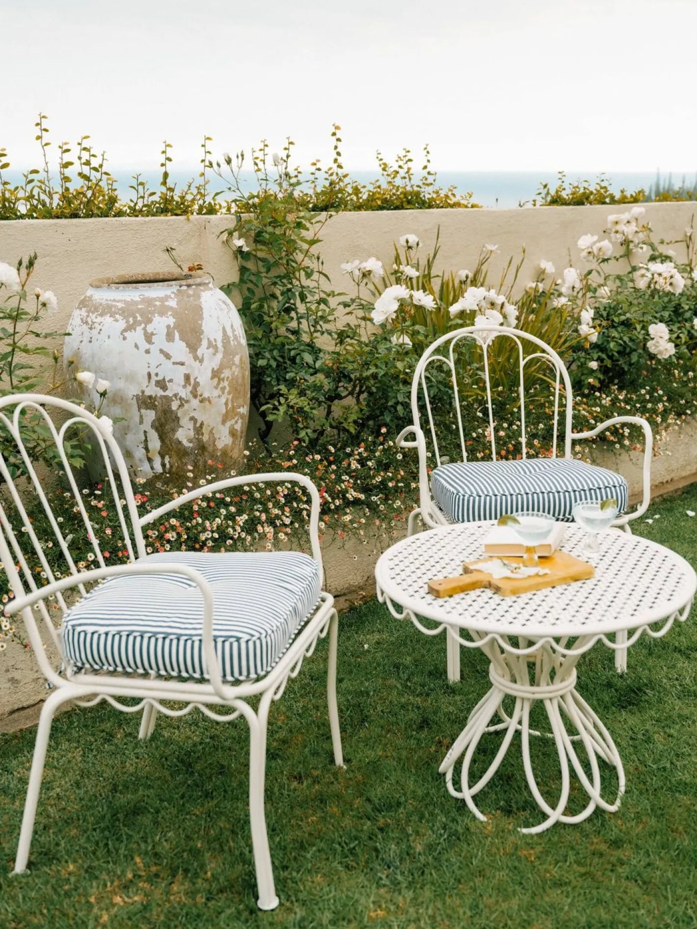 Business & Pleasure Co. The Al Fresco Chair Cushion - Lauren'S Navy Stripe