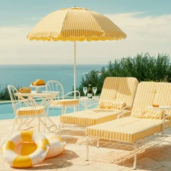 Business & Pleasure Co. The Al Fresco Chair Cushion - Monaco Mimosa Stripe