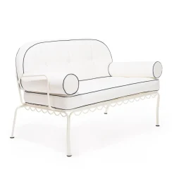 Business & Pleasure Co. The Al Fresco Love Seat Cushion Set - Rivie White