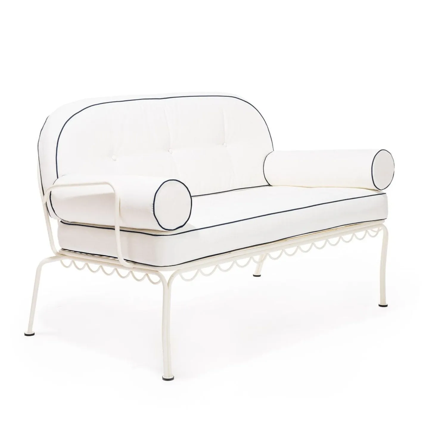 Business & Pleasure Co. The Al Fresco Love Seat Cushion Set - Rivie White