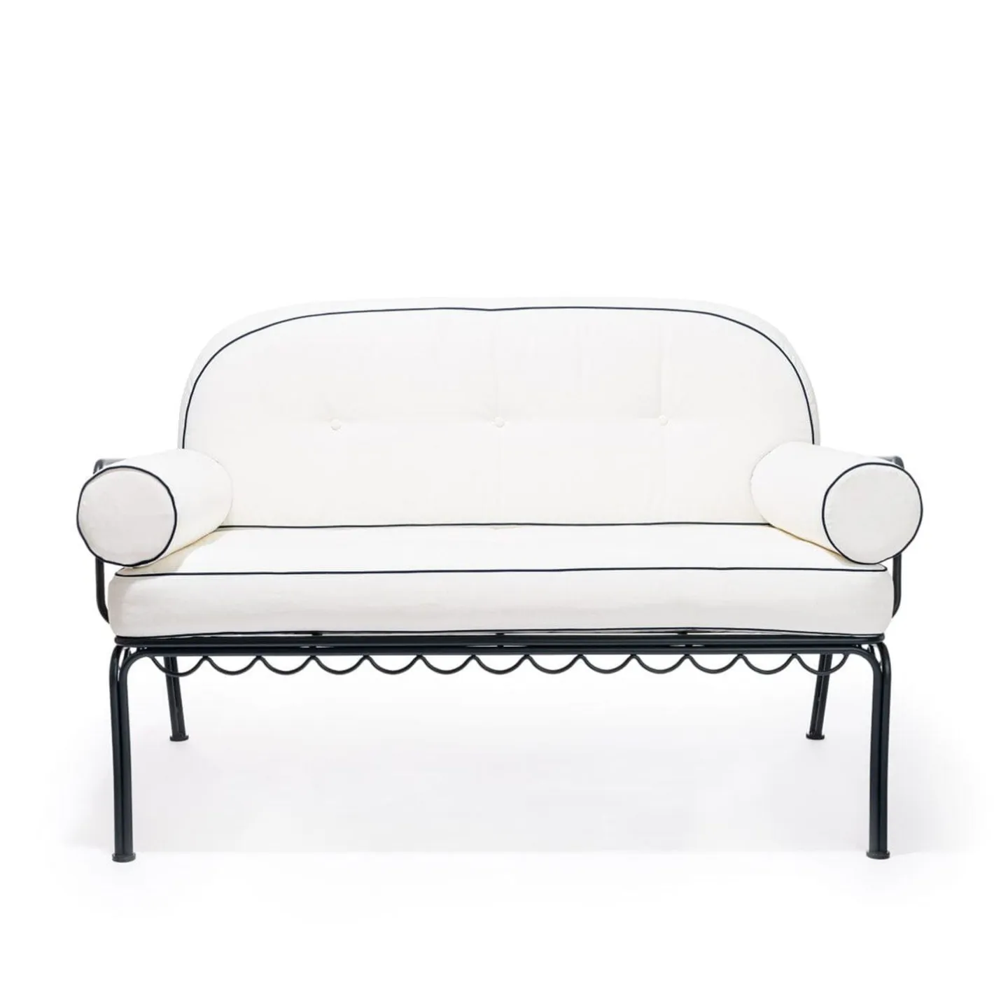 Business & Pleasure Co. The Al Fresco Love Seat Cushion Set - Rivie White