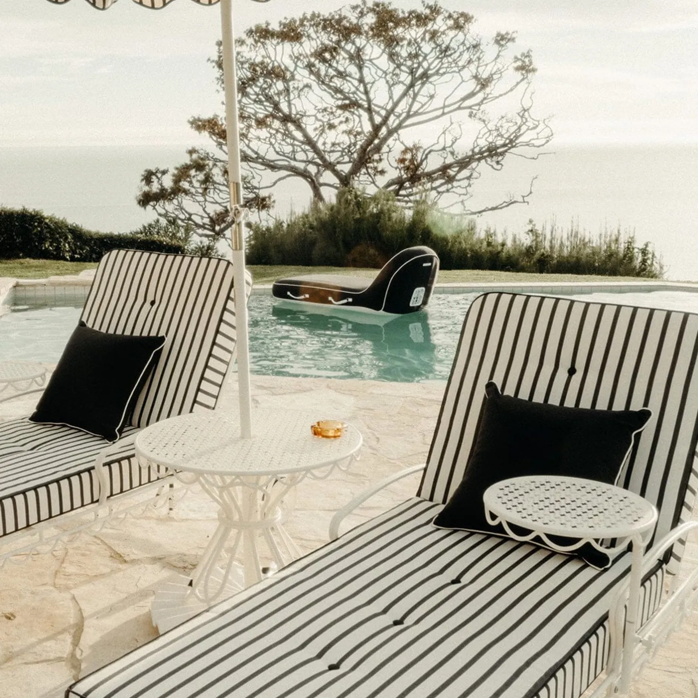 Business & Pleasure Co. The Al Fresco Sun Lounger Cushion - Monaco Black Stripe