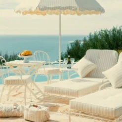 Business & Pleasure Co. The Al Fresco Sun Lounger Cushion - Monaco Natural Stripe