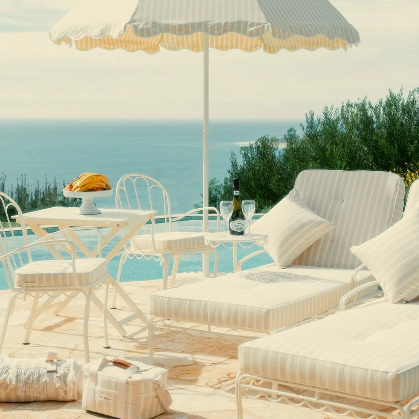 Business & Pleasure Co. The Al Fresco Sun Lounger Cushion - Monaco Natural Stripe