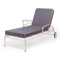 Business & Pleasure Co. The Al Fresco Sun Lounger Cushion - Monaco Navy And Pink Stripe