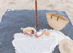 Business & Pleasure Co. The Beach Blanket - Lauren'S Navy Stripe