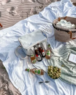 Business & Pleasure Co. The Beach Towel - Lauren'S Sage Stripe