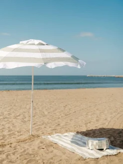 Business & Pleasure Co. The Family Beach Umbrella - Sage Capri Stripe