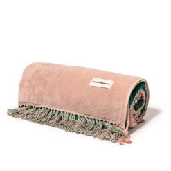 Business & Pleasure Co. The Holiday Beach Blanket - Ocean Green And Pink Stripe