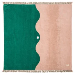 Business & Pleasure Co. The Holiday Beach Blanket - Ocean Green And Pink Stripe