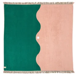 Business & Pleasure Co. The Holiday Beach Blanket - Ocean Green And Pink Stripe