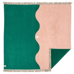 Business & Pleasure Co. The Holiday Beach Blanket - Ocean Green And Pink Stripe