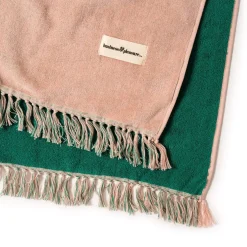 Business & Pleasure Co. The Holiday Beach Blanket - Ocean Green And Pink Stripe