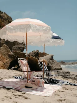 Business & Pleasure Co. The Holiday Beach Blanket - Pink Capri Stripe