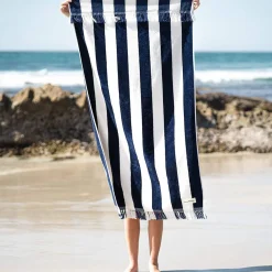Business & Pleasure Co. The Holiday Beach Towel - Navy Capri Stripe