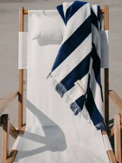 Business & Pleasure Co. The Holiday Beach Towel - Navy Capri Stripe