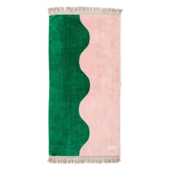 Business & Pleasure Co. The Holiday Beach Towel - Ocean Green And Pink Stripe