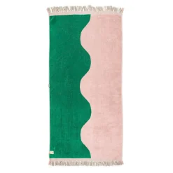 Business & Pleasure Co. The Holiday Beach Towel - Ocean Green And Pink Stripe