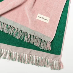 Business & Pleasure Co. The Holiday Beach Towel - Ocean Green And Pink Stripe