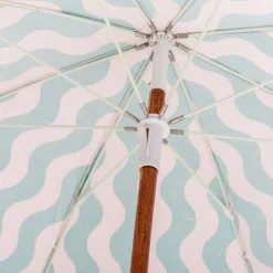 Business & Pleasure Co. The Holiday Beach Umbrella - Ocean Green And Pink Stripe