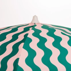 Business & Pleasure Co. The Holiday Beach Umbrella - Ocean Green And Pink Stripe