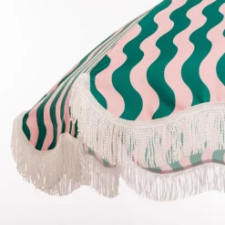 Business & Pleasure Co. The Holiday Beach Umbrella - Ocean Green And Pink Stripe