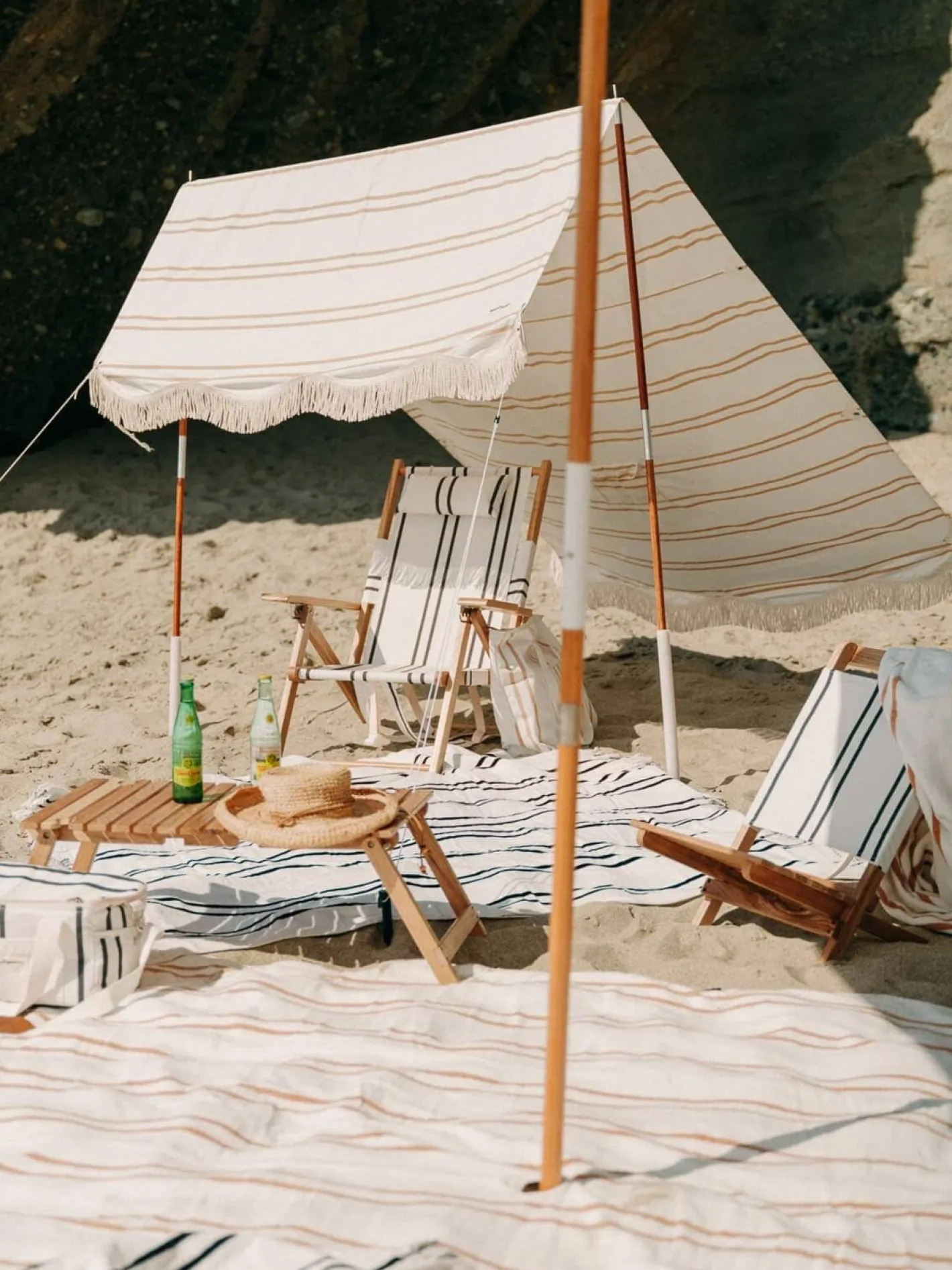 Business & Pleasure Co. The Premium Beach Tent - Sand Two Stripe