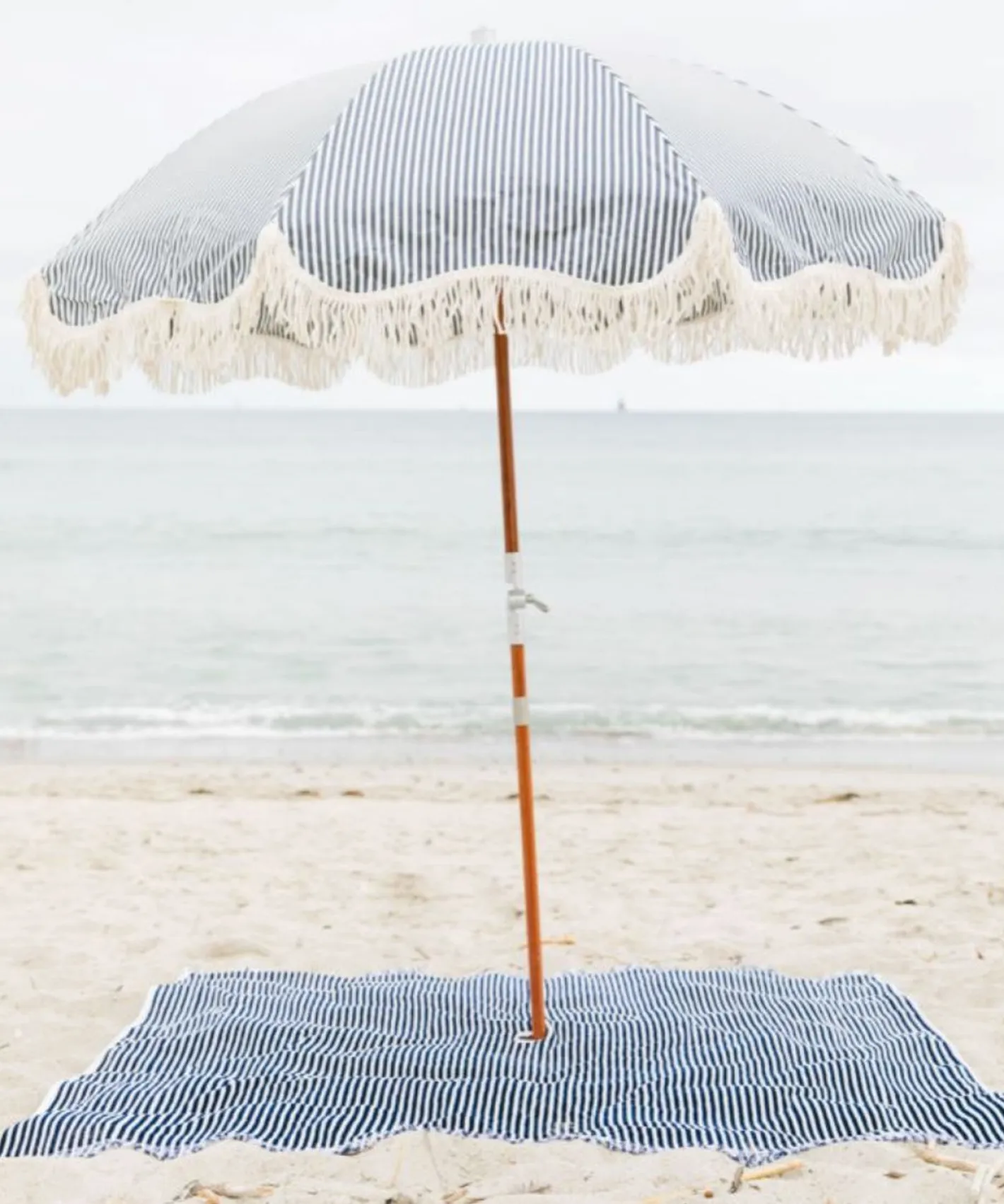 Business & Pleasure Co. The Premium Beach Umbrella - Lauren'S Navy Stripe