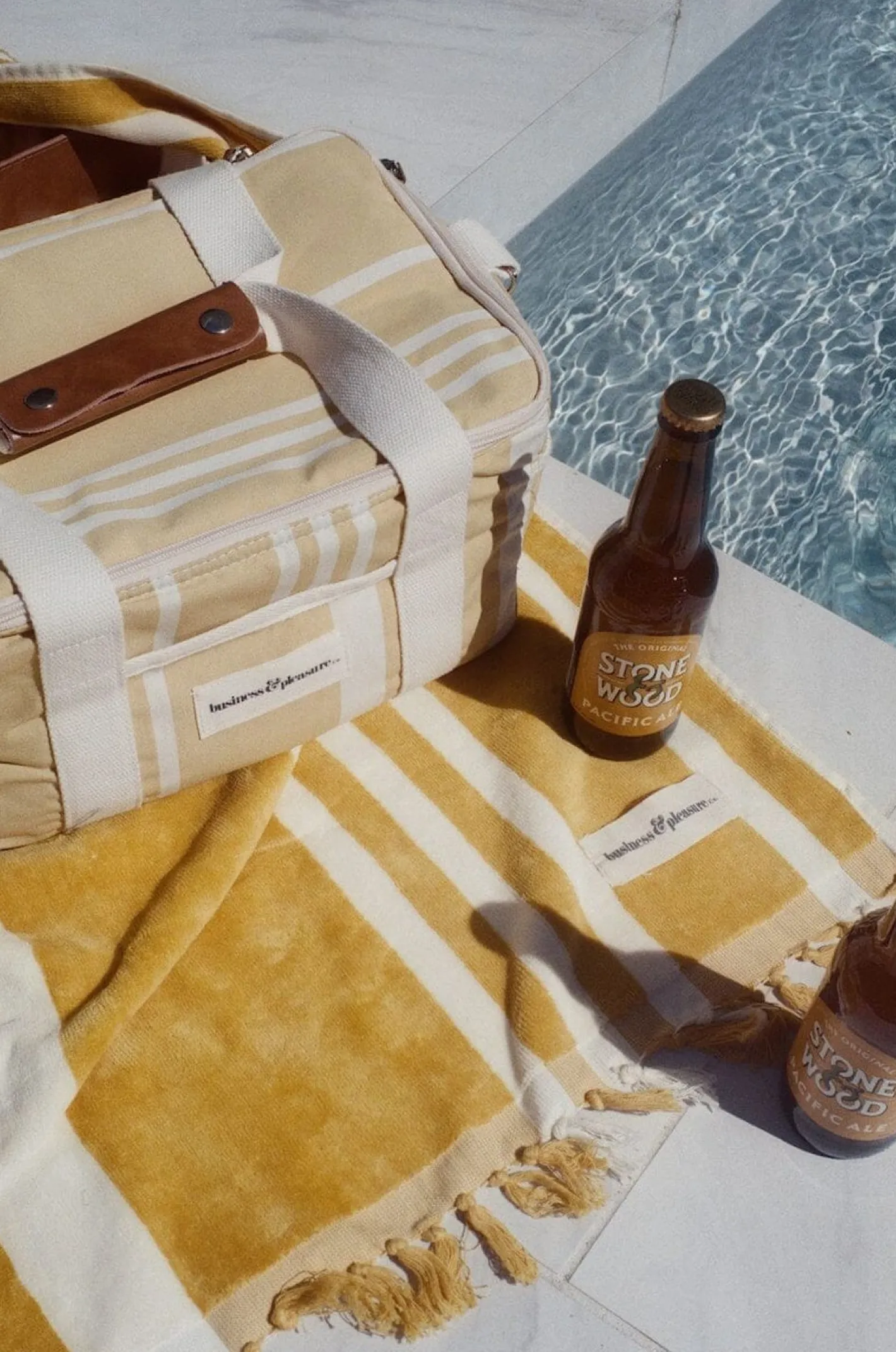 Business & Pleasure Co. The Premium Cooler Bag - Vintage Yellow Stripe