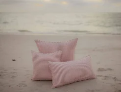 Business & Pleasure Co. The Small Square Throw Pillow - Lauren'S Pink Stripe
