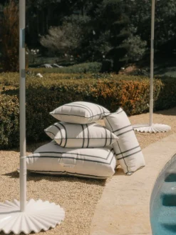 Business & Pleasure Co. The Small Square Throw Pillow - Malibu Black Stripe